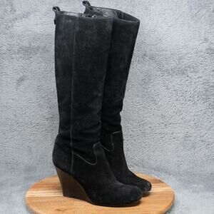 TORY BURCH Tall Boots Wedge Heel Suede 9.5 M **READ**